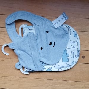 Carter's baby hat, bib & burpcloth